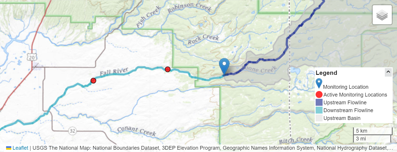 Map of the fall river monitoring station